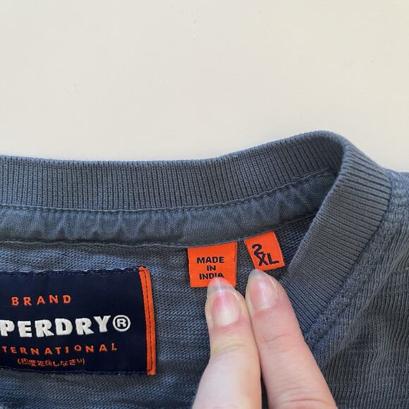 Superdry Henley Men's XL Legacy Long Sleeved Tee Blue 3 Button Cotton Cabincore - Picture 3 of 11